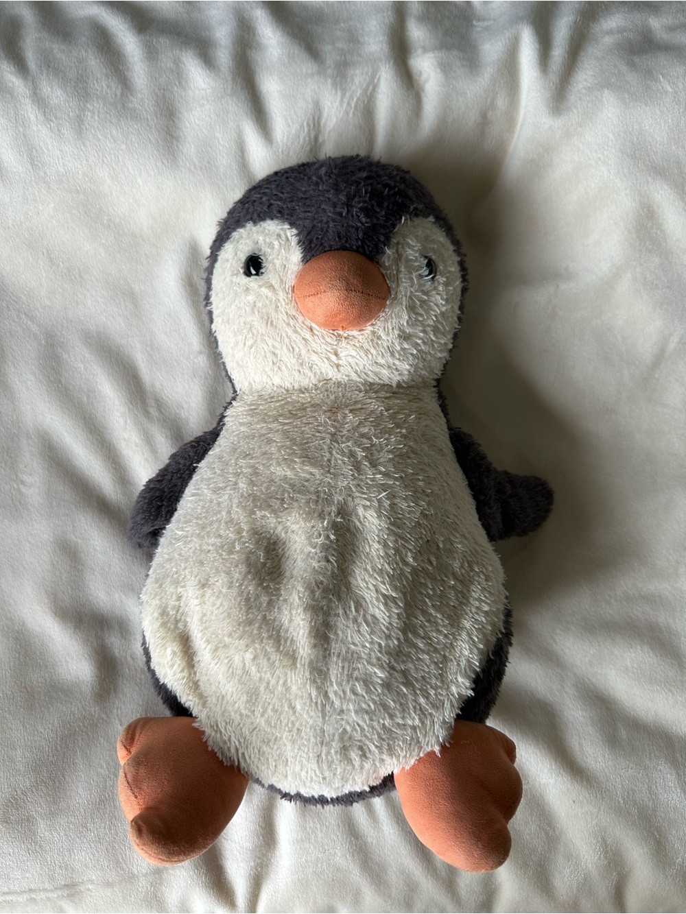 Jellycat large Penguin Bird Toy - Soft Gray, White & Orange